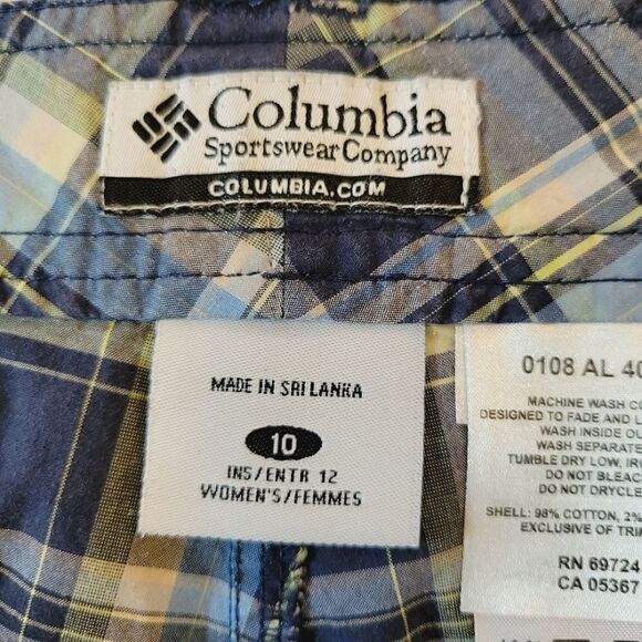 Columbia Blue Plaid Double Snap Bermuda Shorts Size 10 - Picture 5 of 6